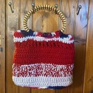 Vintage Boho Knit Wooden Handle Purse​